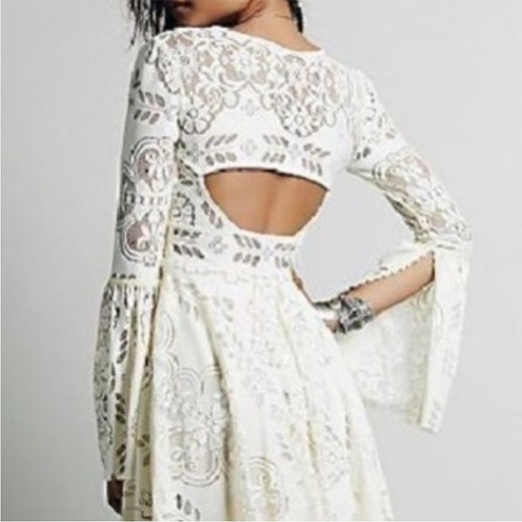 Free People Lace Lovers Dress Cream Size 4 - Picture 3 of 10